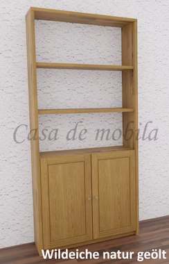 Bücherregal, 2 Holztüren HT2 89x199x33cm CONTRA Massivholz regalschrank mit türen CONTRA 89x199x33 cm Wildeiche massiv natur geölt Casa de mobila Goslar