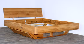 Bett-Schublade für DOINA mit Holzkufen Eiche Natur geölt Holzbett Schublade für Schwebebett DOINA Holzkufe Wildeiche massiv natur geölt Casa de mobila Goslar