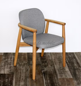 Armlehnstuhl 58x83x60cm COSTNER, Stoff grau, Eiche natur geölt Polsterstuhl mit Armlehne COSTNER 58x83x60cm, Stoffpolster grau, Eiche natur geölt Casa de mobila Goslar