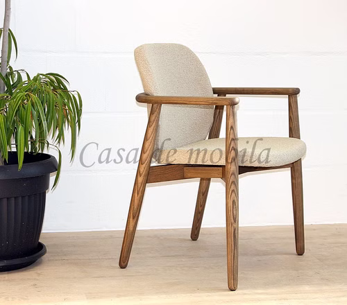 Armlehnstuhl gepolstert Stoff 58x83x60cm COSTNER Esche massiv