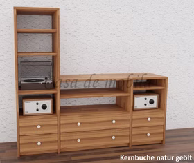 Phono-Regal mit Schubkästen 178x161x46cm CONTRA Massivholz Standregal mit schubladen CONTRA 178x161x46cm Kernbuche massiv natur geölt Casa de mobia Goslar