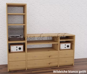 Phono-Regal mit Schubkästen 178x161x46cm CONTRA Massivholz Phono-regal mit schubladen Contra 178x161x46cm Wildeiche massiv bianco geölt Casa de mobia Goslar