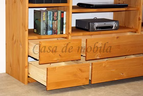 Phono-Regal mit Schubkästen 178x161x46cm CONTRA Massivholz schubladen Contra kiefer massiv bernsteinfarben geölt Casa de mobia Goslar