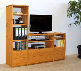 Phono-Regal mit Schubkästen 178x161x46cm CONTRA Massivholz Phono-schrank mit schubladen Contra 178x161x46cm kiefer massiv bernsteinfarben geölt Casa de mobia Goslar