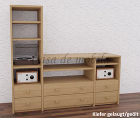 Phono-Regal mit Schubkästen 178x161x46cm CONTRA Massivholz TV-Regal CONTRA 178x161x46cm Kiefer massiv gelaugt geölt Casa de mobia Goslar