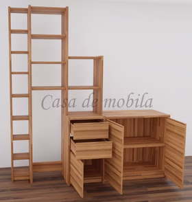 Stufenregal 202x217x46/33/21 cm CONTRA Massivholz Kommode mit Regal-Aufsatz Contra 202x217x46/33/21 cm kernbuche massiv natur geölt Casa de mobila Goslar