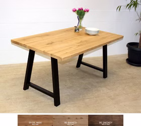 Tisch WOODSTOCK HAMPLETON 140x76x80 cm Wildeiche massiv gerade Kante Stahlgestell A Casa de mobila Goslar