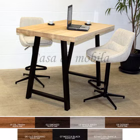 Hochtisch ROMA HARROGATE 140x80x95 cm rustikale Eiche massiv gerade Kante Stahlgestell A Bartisch ROMA HARROGATE 140x80x95 cm rustikale Eiche gerade Kante Stahlgestell A
