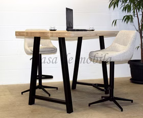 Stehtische ROMA 140x80x95 cm rustikale Eiche massiv gerade Kante Metallbeine A Harrogate Casa de mobila Goslar Bartisch ROMA HARROGATE 140x80x95 cm rustikale Eiche massiv gerade Kante Metallgestell A Casa de mobila Goslar