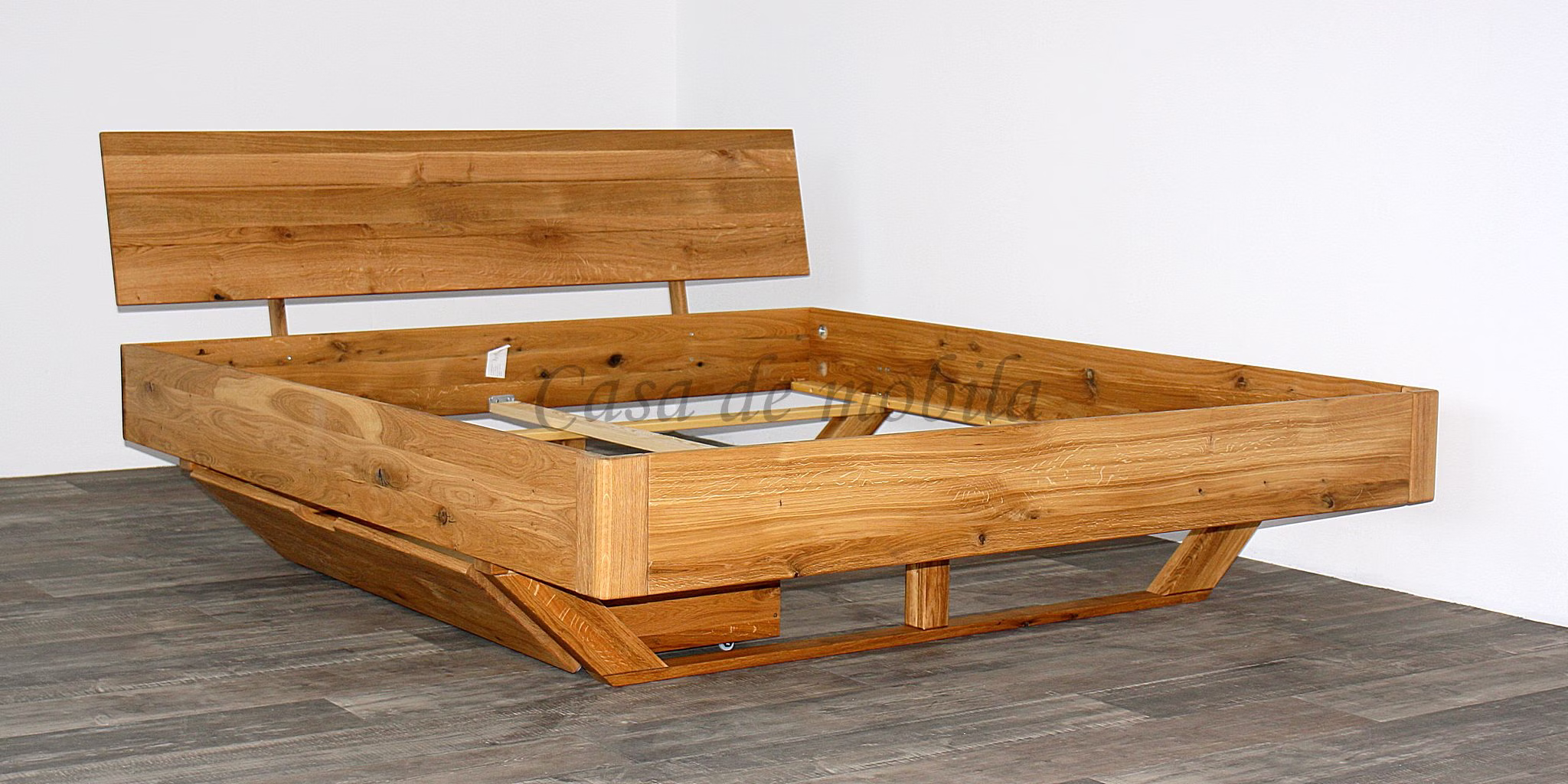 Schubladenbett DOINA 1 Wildeiche massiv geölt Holzkufen Doppelbett mit stauraum Holzgestell DOINA 200x200 cm Eiche massiv geölt Casa de mobila Goslar