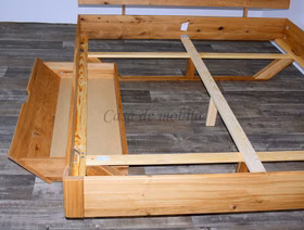 Schubladenbett DOINA 1 Wildeiche massiv geölt Holzkufen Holzbett mit 1 Schublade Holzgestell DOINA 140,160,180,200 cm Eiche massiv geölt Casa de mobila Goslar