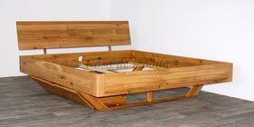 Schubladenbett DOINA 1 Wildeiche massiv geölt Holzkufen Doppelbett mit stauraum Holzgestell DOINA 200x200 cm Eiche massiv geölt Casa de mobila Goslar