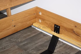 Schubladenbett DOINA 2 Wildeiche massiv geölt Metallkufen Bettgestell mit Metallkufen schwarz DOINA 2, 140x200 cm Eiche massiv geölt Casa de mobila Goslar