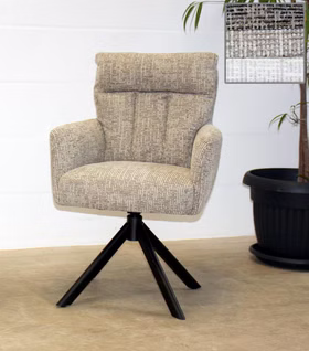 Drehstühle Parker Bodahl Eiche massiv schwarz Stoffpolster beige liver Drehstühle mit Armlehnen PARKER 61x95x68cm Stoffpolster liver beige Gestell Eiche massiv schwarz