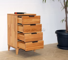 Kommode mit Holzbeine 46x80x32cm MIDO Massivholz geölt Schubladenschrank MIDO 46x80x32cm schmale tiefe kernbuche massiv natur geölt Casa de mobila Goslar