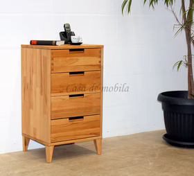 Kommode mit Holzbeine 46x80x32cm MIDO Massivholz geölt schrank mit schubladen MIDO 46x80x32cm schmale tiefe kernbuche massiv natur geölt Casa de mobila Goslar