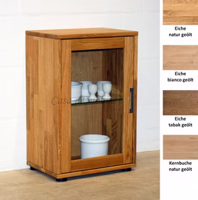 Vitrine klein 46x68x32cm MIDO Massivholz geölt Vitrine klein MIDO 46x68x32cm schmale tiefe Massivholz geölt Casa de mobila Goslar
