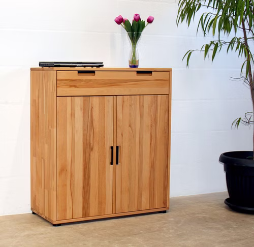 Schuhschrank 2türig mit Schublade 90x100x40cm MIDO Massivholz