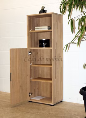 Schrank 46x132x32cm MIDO Massivholz geölt Schrank halbhoch schmal MIDO mit Gleitern, Eiche massiv bianco geölt Casa de mobila Goslar
