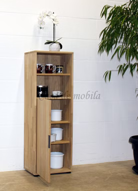 Schrank 46x132x32cm MIDO Massivholz geölt Küchenschrank halbhoch schmal MIDO mit Gleitern, Eiche massiv bianco geölt Casa de mobila Goslar