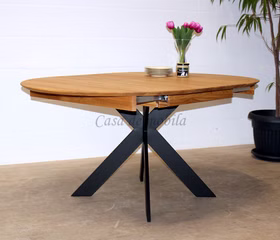 Ausziehtisch rund TISCHSYSTEM Eiche massiv geölt Ausziehtisch rund TISCHSYSTEM 115 oder 125cm Eiche massiv geölt, Metallgestell schwarz Casa de mobila Goslar