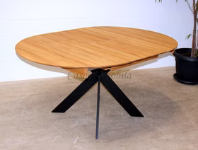 Ausziehtisch rund TISCHSYSTEM Eiche massiv geölt Massivholz Tisch ausziehbar rund 125 cm Eiche massiv geölt, Metallbeine schwarz Casa de mobila Goslar