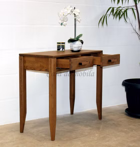 Konsolentisch groß 134x76x40cm MIDO Massivholz geölt Schreibtisch mit 2 schubladen schmale tiefe MIDO 134x76x40cm Eiche massiv braun nußbaumfarben geölt Casa de mobila Goslar