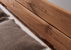 Balkenbett 180x200x42cm UNIKAT Wildeiche rustikal geölt Holzkopfteil Rustikal UNIKAT Asteiche massiv geölt Casa de mobila Goslar