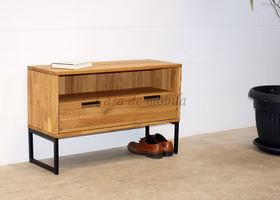 Kommode mit Metallbeine und Schublade MIDO 90x36x40cm Eichenholz natur geölt Kommode mit Metallbeine und Schublade MIDO 90x36x40cm Eiche massiv natur geölt Casa de mobila Goslar