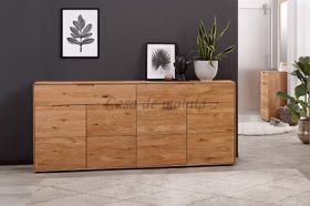 Wäschekommode 4-türig Gose mit runden Ecken 200x91x40cm Eiche massiv natur geölt Casa de mobila Goslar