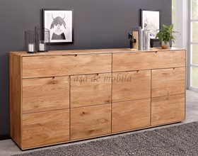 Kommode 4-türig mit runden Ecken GOSE 200x91x40cm Wildeiche massiv natur geölt Casa de mobila Goslar