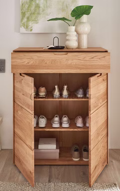 Schuhschrank mit runden Ecken GOSE 100x121x40cm eichenholz massiv natur geölt Schuhschrank mit runden Ecken GOSE 100x121x40cm Wildeiche massiv natur geölt Casa de mobila Goslar