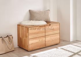 Dielenkommode 2-türig niedrig mit runden Ecken 80x47x40cm Eiche massiv geölt Casa de mobila Goslar