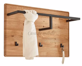 Wandgarderobe mit Metall schwarz, runden Ecken GOSE 80x50x22cm eiche massiv natur geölt Wandgarderobe mit Metall schwarz, runden Ecken GOSE 80x50x22cm Wildeiche massiv natur geölt Casa de mobila Goslar