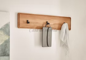 Flurgarderobe mit metallhaken schwarz GOSE 80x18x6cm eichenholz massiv natur geölt Flurgarderobe mit metallhaken schwarz GOSE 80x18x6cm Wildeiche massiv natur geölt Casa de mobila Goslar