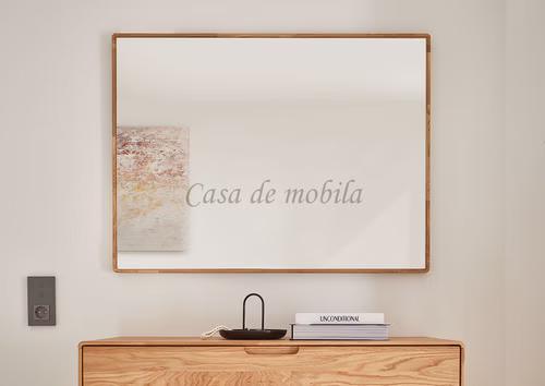 Wandspiegel mit runden Ecken GOSE 100x80x2 cm eichenholz massiv geölt Wandspiegel mit holzrahmen runden Ecken GOSE 100x80x2 cm Wildeiche massiv natur geölt Casa de mobila Goslar