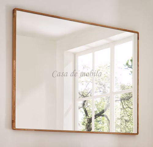 Wandspiegel mit runden Ecken GOSE 100x80x2 cm eichenholz massiv geölt Wandspiegel mit holzrahmen runden Ecken GOSE 100x80x2 cm Wildeiche massiv natur geölt Casa de mobila Goslar