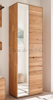 Dielenschrank mit Spiegeltür runden Ecken GOSE 70x205x40cm Eichenholz Natur geölt Dielenschrank mit Spiegel runden Ecken GOSE 70x205x40cm Wildeiche massiv Natur geölt Casa de mobila Goslar