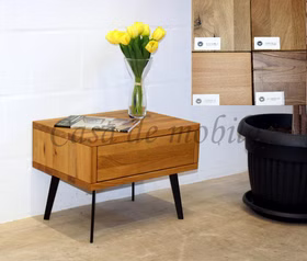 Nachttisch mit Schubfach MODERN SLEEP 56x43x40cm Wildeiche oder Kernbuche massiv Metallbeine, mit Holzmuster Nachtkommode mit Schublade MODERN SLEEP 56x43x40cm Wildeiche oder Kernbuche massiv Metallbeine, mit Holzmuster