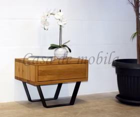 Nachtkommode mit Schublade MODERN SLEEP Wildeiche natur geölt massiv Nachttisch mit Schubfach MODERN SLEEP 56x43x40cm Wildeiche natur geölt massiv