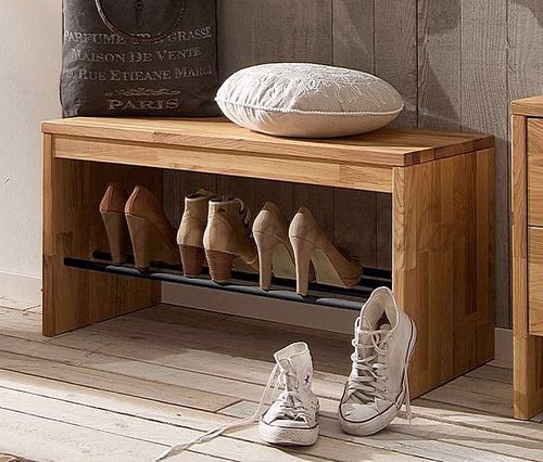 Schuhbank mit Schuhablage 82x45x40cm GOMMA Wildeiche geölt