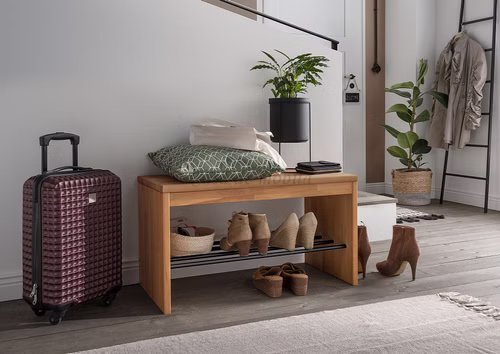 Schuhbank mit Schuhablage 82x45x40cm GOMMA Kernbuche massiv geölt