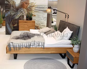 Ehebett 180x200 Wildeiche oder Kernbuche massiv MODERN SLEEP Nachttisch mit Schublade Leder Kenia anthrazit Schubladenkommode Holzbett MODERN SLEEP 140/160/180/200x200 Kernbuche Wildeiche massiv mit Lederkopfteil Metallkufen schwarz