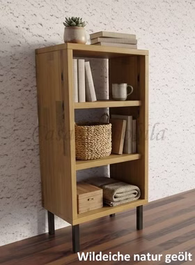 Badregal mit metallbeine CONTRA 47x102x33cm eichenholz massiv natur geölt Casa de mobila Goslar Badregal mit metallbeine CONTRA 47x102x33cm Wildeiche massiv natur geölt Casa de mobila Goslar