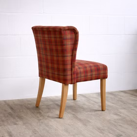 Polsterstuhl 55x90x65cm WIRSBERG Stoff rot kariert, Buche natur lackiert Casa de mobila Goslar Esszimmerstuhl WIRSBERG 62x90x65cm Stoffbezug rot kariert, Buche natur lackiert