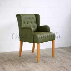 Speisesessel gepolstert WIRSBERG 62x90x65cm Armlehne Kunstleder oliv grün Holzbeine Buche natur lackiert Polsterstuhl WIRSBERG 62x90x65cm mit Armlehne Kunstleder oliv grün Holzbeine Buche natur lackiert