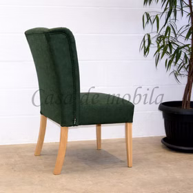 Polsterstuhl WIRSBERG 62x107x68cm Samtvelours grün Holzbeine Buche natur lackiert Gepolsterter Stuhl WIRSBERG 62x107x68cm Samtvelours dunkelgrün Holzgestell Buche natur lackiert