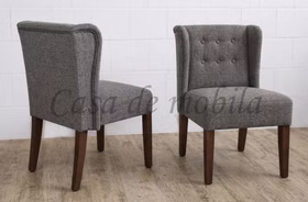 gepolsterter Esszimmerstuhl WIRSBERG 55x90x65cm Velours anthrazit Holzbeine Buche nussbaum lackiert Polstersessel mit Knopfheftung WIRSBERG 55x90x65cm Velours anthrazit Holzbeine Buche nussbaum lackiert