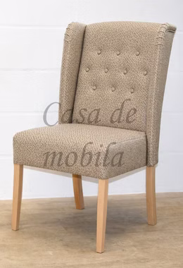 gepolsterter Esszimmerstuhl WIRSBERG 62x107x68cm Gewebe sand Holzbeine Buche natur lackiert Polsterstuhl WIRSBERG 62x107x68cm Gewebe sand beige weiß Holzbeine Buche natur lackiert