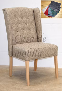 gepolsterter Esszimmerstuhl WIRSBERG 62x107x68cm Gewebe sand Holzbeine Buche natur lackiert Polsterstuhl WIRSBERG 62x107x68cm Gewebe sand beige weiß Holzbeine Buche natur lackiert